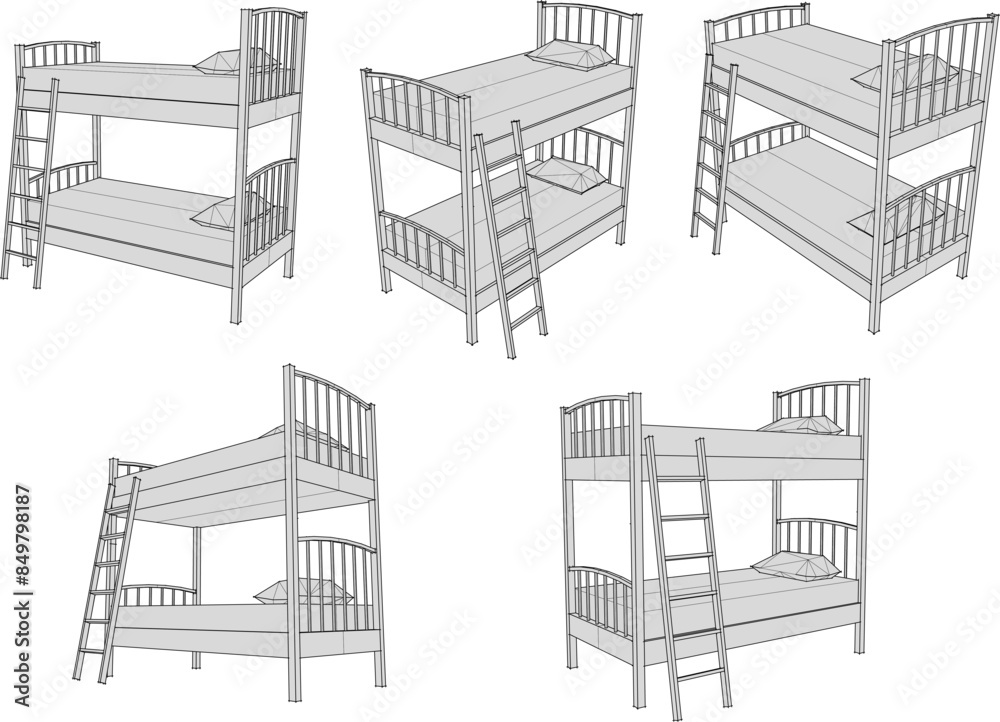 Vector illustration sketch of bunk bed furniture design for children Vector illustration sketch of bunk bed furniture design for children