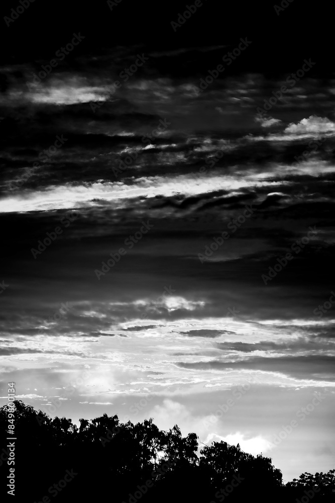Fototapeta premium Dramatic Sky with Clouds in Black and White Fine Art