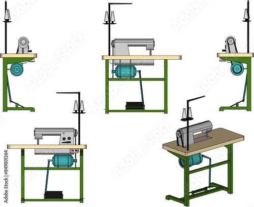 Vector illustration sketch of a simple manual sewing machine design for sewing clothes