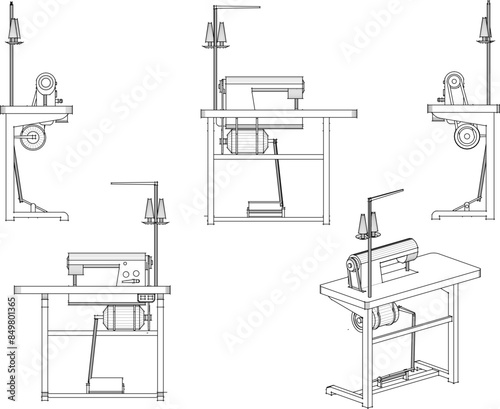 Vector illustration sketch of a simple manual sewing machine design for sewing clothes