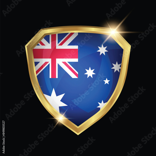 Australia Flag Golden Shield Logo