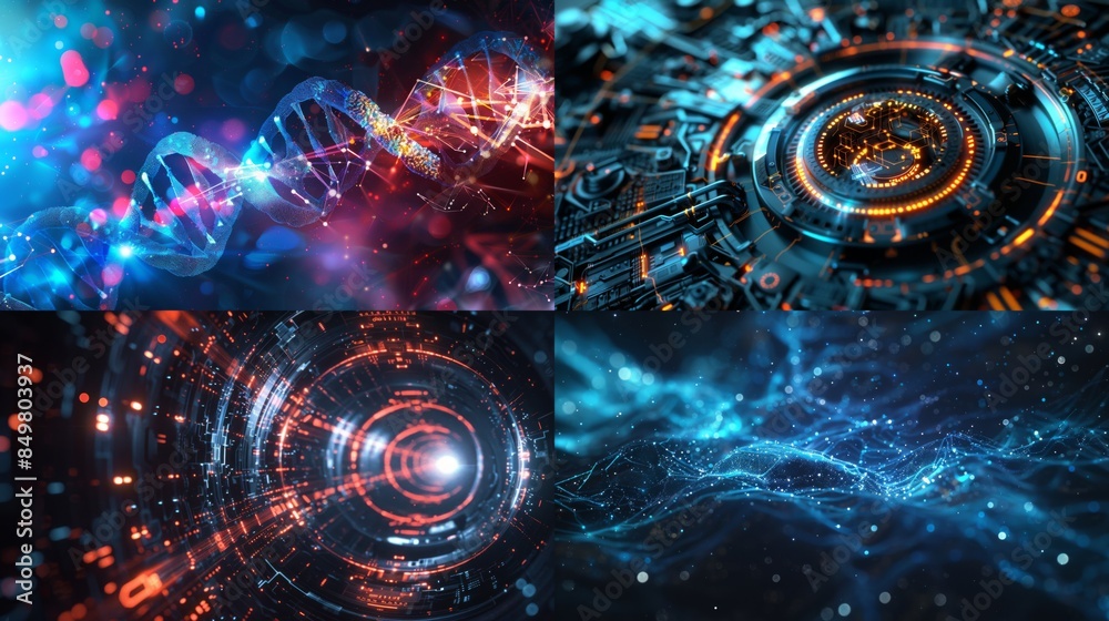 An abstract illustration of a DNA double helix with glowing and sparkling particles representing concepts like gene editing, biotechnology, and the essence of life An abstract illustration of a DNA double helix with glowing and sparkling particles representing concepts like gene editing, biotechnology, and the essence of life