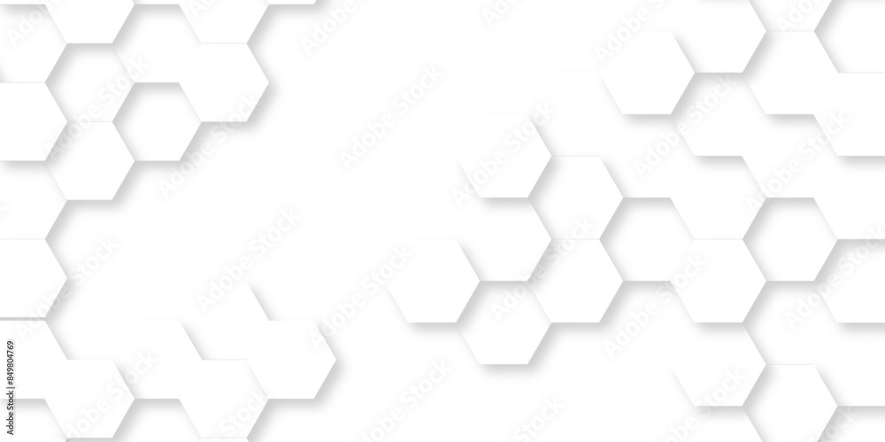 White Hexagonal Background. Luxury White Pattern. wallpaper Illustration. Futuristic abstract honeycomb mosaic white background. geometric mesh cell texture. modern futuristic wallpaper.
White Hexagonal Background. Luxury White Pattern. wallpaper Illustration. Futuristic abstract honeycomb mosaic white background. geometric mesh cell texture. modern futuristic wallpaper.