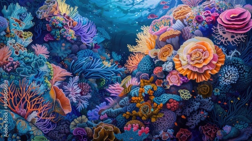 Fototapeta Naklejka Na Ścianę i Meble -  Colorful hues and intricate designs of a coral reef