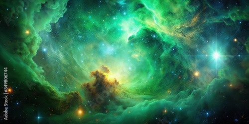 Green nebula space background with vibrant colors and cosmic dust, green, nebula, space, background, vibrant, colors, cosmic
