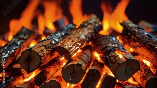 This is a video of a bright, warm fire burning in a fireplace