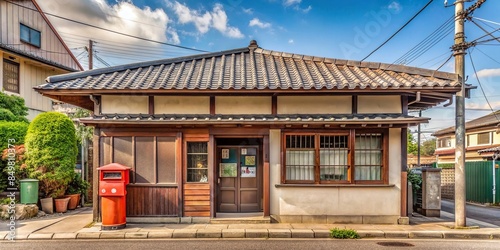 Vintage postal office in the streets of Okada, Chita City, Aichi, Japan, retro, nostalgic, post office, mailbox, old-fashioned photo