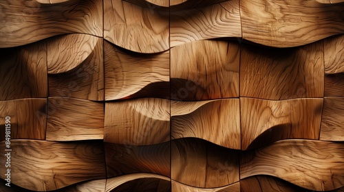 Luxury wavy background design, eauropean oak wood wood surface. Textured wooden wallpaper 3D render design with copyspace photo