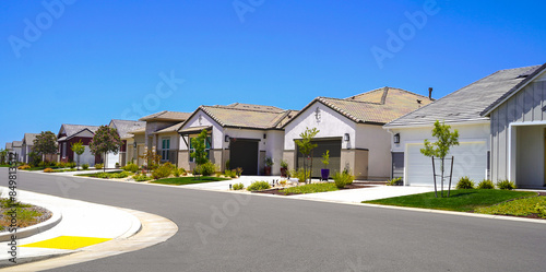 Newly built single family homes in a row 