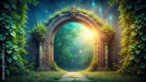 of a fantasy portal, fantasy, magical, doorway, entrance, mysterious, whimsical, enchanted, mystical, otherworldly
