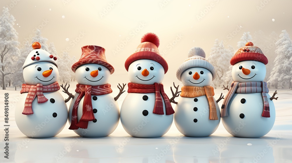 A group of snowmen and snowwomen joyfully ice skating on a frozen pond, twirling and gliding with graceful ease. 3d render cartoons character, full body, Isolate on white background, Center image, A group of snowmen and snowwomen joyfully ice skating on a frozen pond, twirling and gliding with graceful ease. 3d render cartoons character, full body, Isolate on white background, Center image,