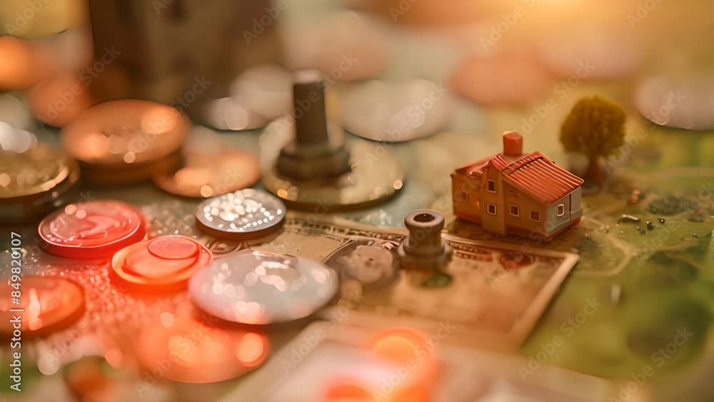 Board Game with Coins and Miniature House with Ai generated.
Board Game with Coins and Miniature House with Ai generated.