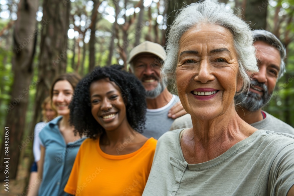 Group of friends smiling and having fun in the park. Multiethnic group of senior people outdoors. Group of friends smiling and having fun in the park. Multiethnic group of senior people outdoors.