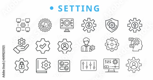Setting Setup Line Editable Icons set. Vector illustration in modern thin line style of technology related icons parameters