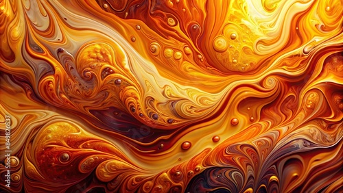 Abstract fluid art painting in warm oranges and gold, creating a mesmerizing and vibrant background , fluid art, abstract photo