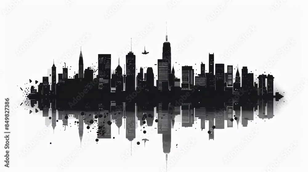 Obraz premium cityscape, vector icon, black silhouette on white background which is very beautiful