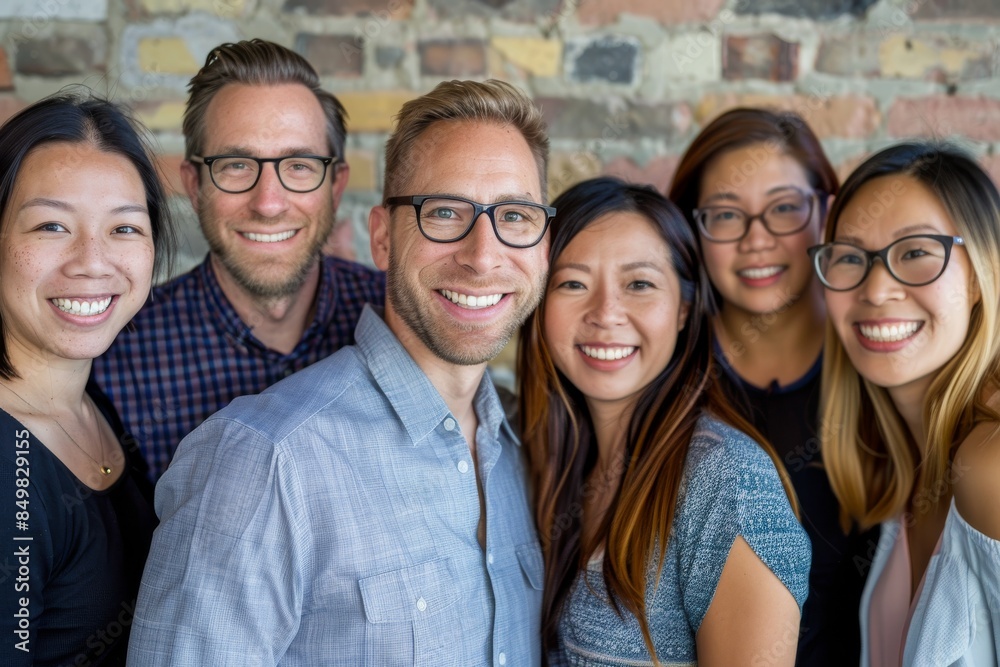 Group of diverse business people standing in a row and smiling at the camera Group of diverse business people standing in a row and smiling at the camera