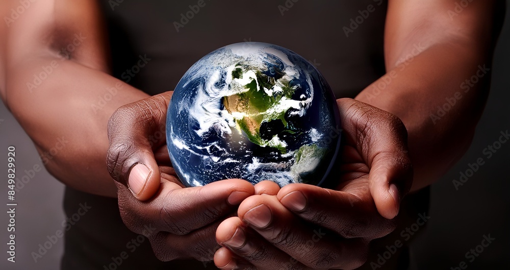 Dos manos sujetando el globo del planeta tierra, concepto del cuidado ambiental Dos manos sujetando el globo del planeta tierra, concepto del cuidado ambiental