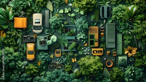 Detailed image of modern eco-friendly daily routines and sustainable consumer choices