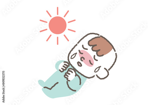 熱中症になってしまった赤ちゃんのイラスト