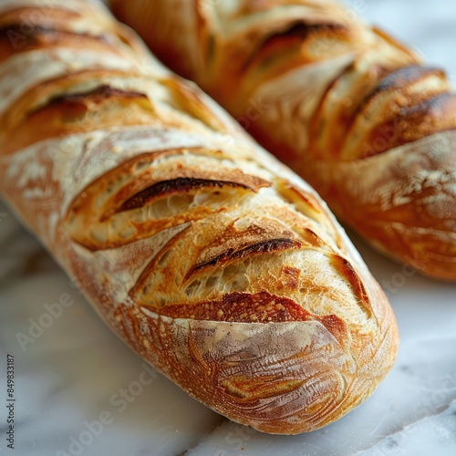 a classic Baguette, a french bread with its crispy and crunchy exterior made fresh from the overn photo