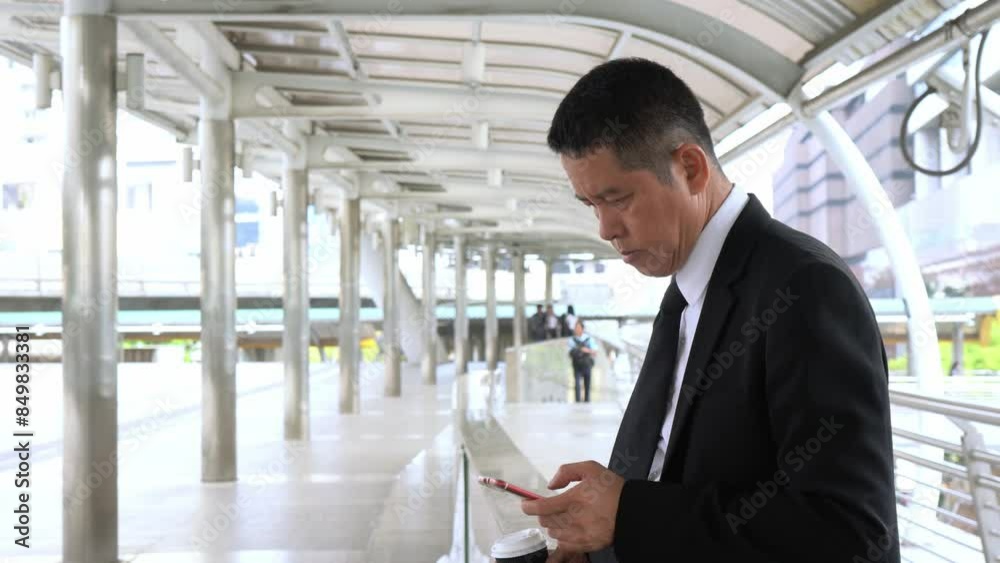 Attractive man use phone for online shopping in social media Attractive man use phone for online shopping in social media