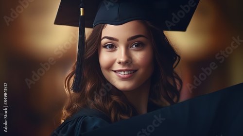 A student's face as they receive their diploma from a university chancellor. 