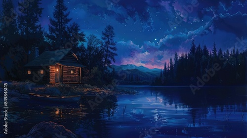 Nighttime Peace by the Lake AI generated © Lisa_Art