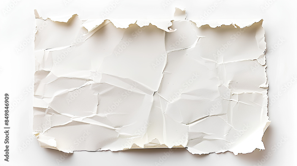 Ripped paper tear from notebook or sheet isolated on white background, cutout paper, blank note