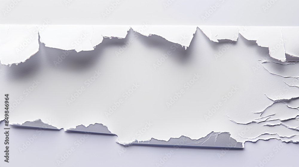 Ripped paper tear from notebook or sheet isolated on white background, cutout paper, blank note Ripped paper tear from notebook or sheet isolated on white background, cutout paper, blank note