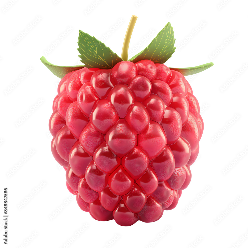 raspberry realistic 3D isolated on transparent background. generative ai raspberry realistic 3D isolated on transparent background. generative ai