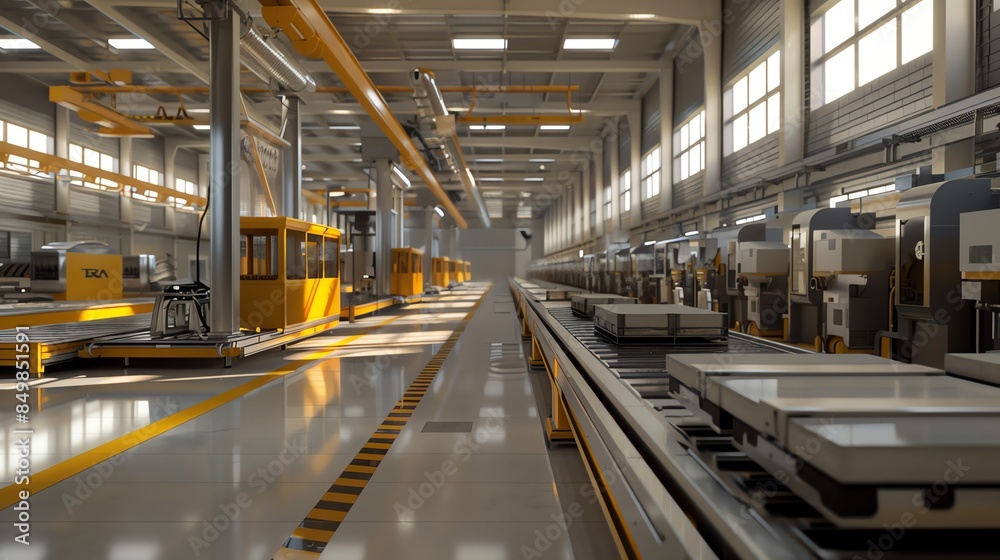 A cement block factory with automated machines