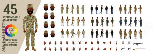 Customisable character set - 45 soldiers poses and outfits easy for design and animation