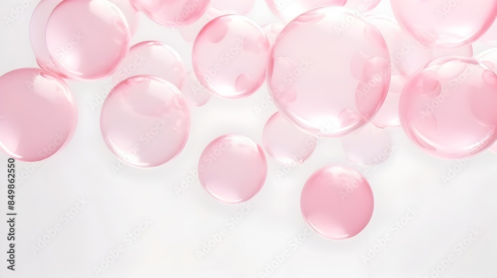 Floating Pink Bubbles in Minimalist 3D Rendered Background with Translucent Softly Glowing Orbs Floating Pink Bubbles in Minimalist 3D Rendered Background with Translucent Softly Glowing Orbs