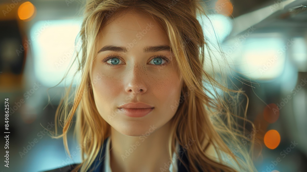 Portrait of a Blonde Woman with Blue Eyes Portrait of a Blonde Woman with Blue Eyes