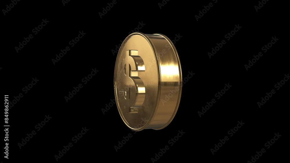Dollar Gold Coin Rotate 3d Animation with Alpha Matte Dollar Gold Coin Rotate 3d Animation with Alpha Matte