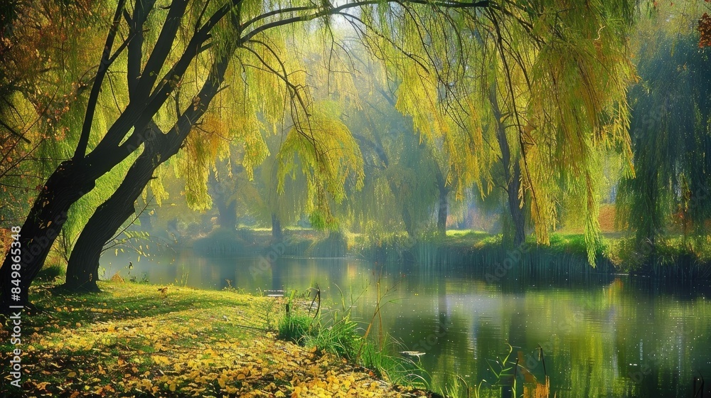 Fototapeta premium Poplar and willow trees description