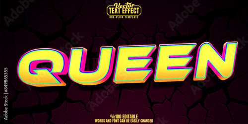 Queen editable text effect, customizable cyber and hero 3D font style