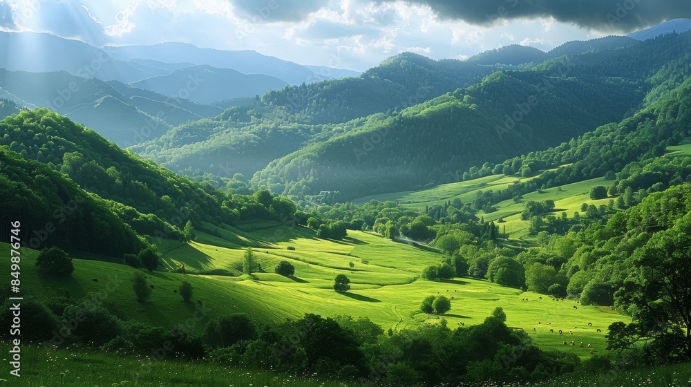 Valley with Green Pastures Valley with Green Pastures