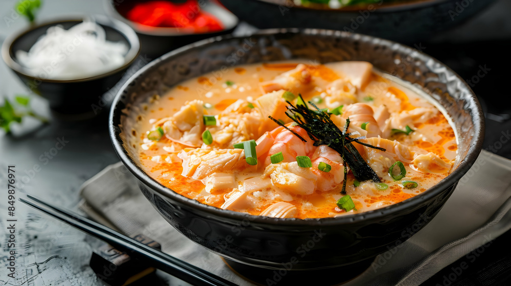 A dish of creamy and rich uni chawanmushi A dish of creamy and rich uni chawanmushi