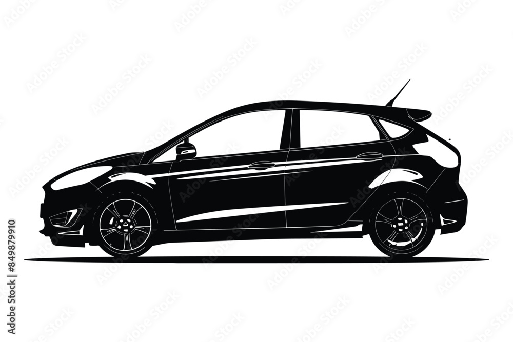 Obraz premium Compact car graphic silhouette vector