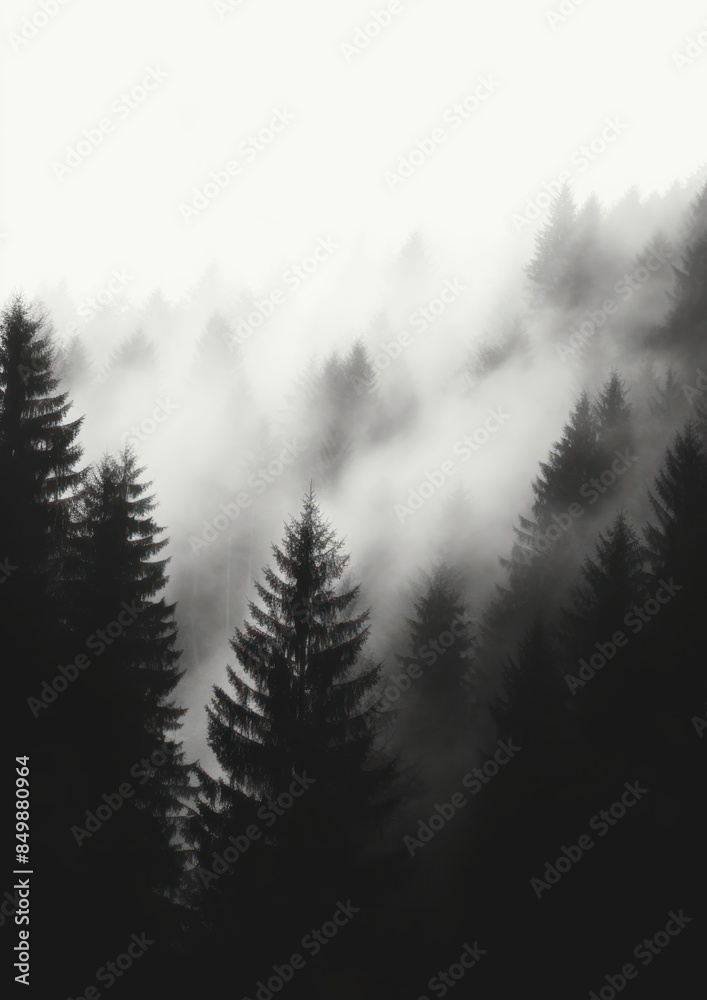 A forest with a fog outdoors nature plant.