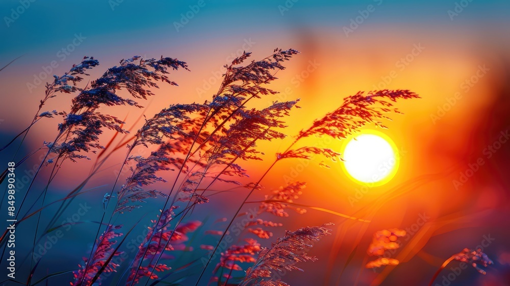 Fototapeta premium sunset in the field 