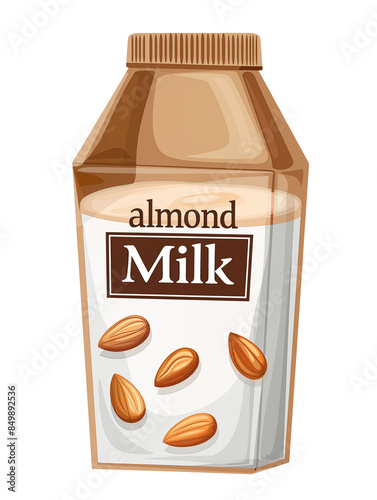 Almond Milk in bottle, non-dairy drink, isolated