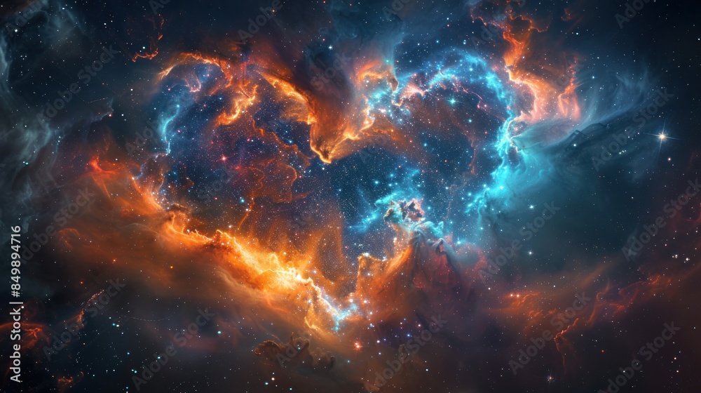 Fototapeta premium Heart-Shaped Nebula in Deep Space