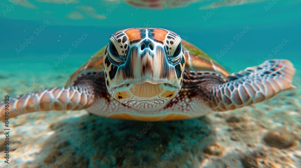 Fototapeta premium Tamar Project in Bahia, a nonprofit NGO, saves endangered sea turtles at the coast to prevent extinction. 