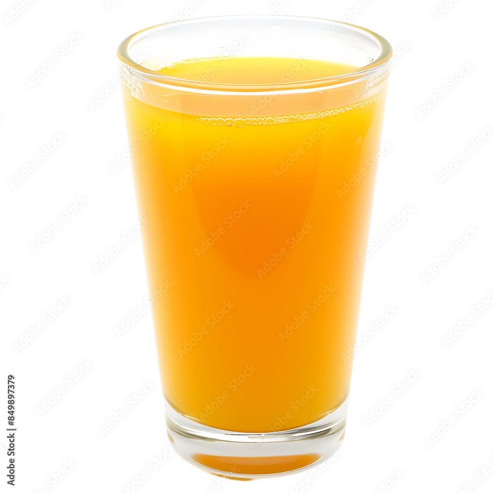 Orange Juice in a Glass Isolated on Clear Background