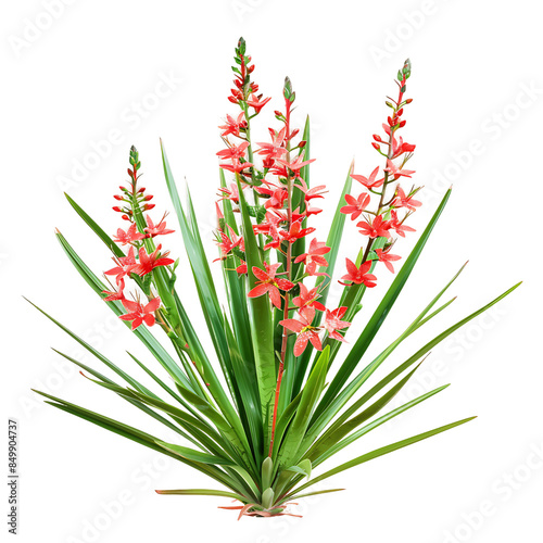 Hesperaloe Parviflora Bush on Transparent Background Cutout photo