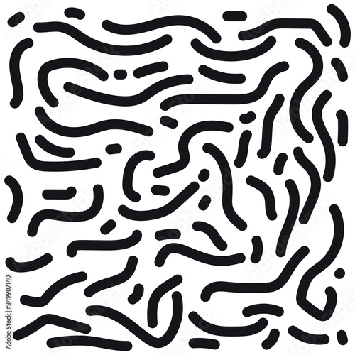 Fun Color Black line abstract doodle set seamless pattern, Creative minimalist style art background for children or trendy design with basic shapes. Simple childish scribble backdrop