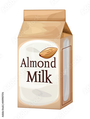 Almond Milk, Carton of Almond Milk, Milk alternative, lactose free, non-dairy beverage, isolated